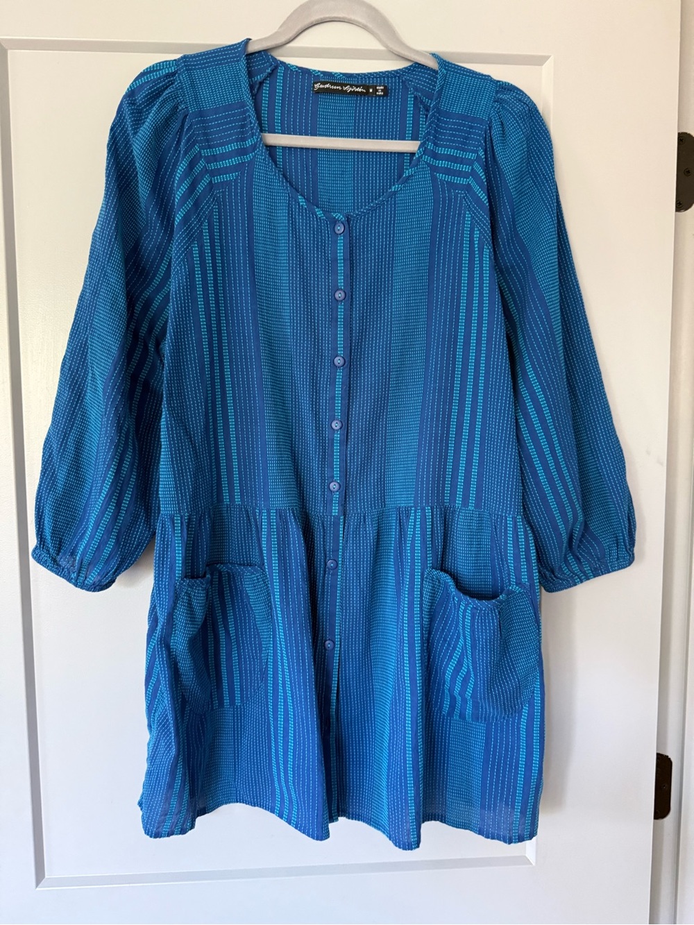 Gudrun Sjoden Blouse Thea Smock Blouse Artists Tunic Top Size Medium